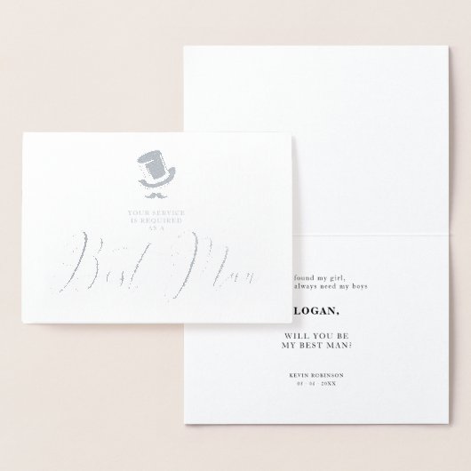 Carte Dorée Trendy Best Man Funny Wedding Minimalist (Affichage)