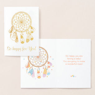 Carte Dorée Tribal Dreamcatcher Boho Avoir un bébé