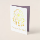 Carte Dorée Tribal Dreamcatcher Boho ayant bébé pourpre (Devant)
