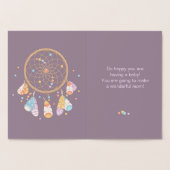 Carte Dorée Tribal Dreamcatcher Boho ayant bébé pourpre (Intérieur)