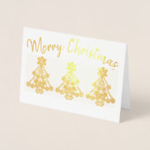 Carte Dorée Trois Arbre De Noël Complet Contours Personnalisés (Devant)