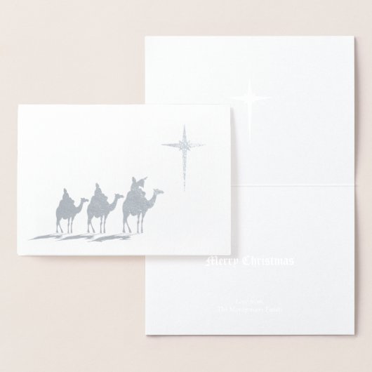 Carte Dorée Trois Sages avec Étoile de Noël Argent (Affichage)