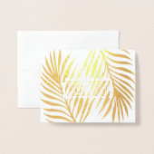 Carte Dorée Tropical Palm Fronds Mariage Photo Merci (Devant avec enveloppe)