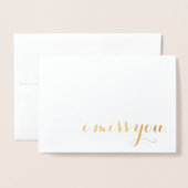 Carte Dorée tu me manques du papier or (Devant avec enveloppe)