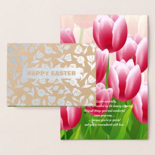 Carte Dorée Tulipes Printemps Véritable huile de Pâques