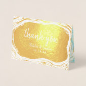 Carte Dorée Turquoise Vert & Or Agate Merci Mariage Photo (Devant)