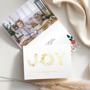 Carte Dorée Type joyeux Photo de Noël Gold