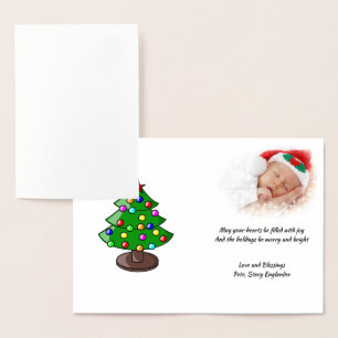 Carte Dorée Typographie de Noël Holly Jolly Chanson Classique,