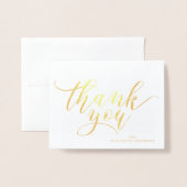 Carte Dorée Typographie de script tendance "Merci" (Devant avec enveloppe)