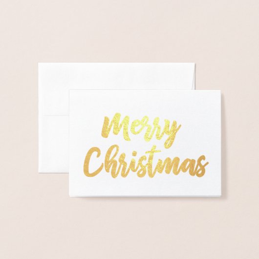 Carte Dorée Typographie du script de Noël de Golden Foil (Devant avec enveloppe)