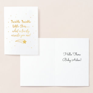 Carte Dorée Typographie Étoile Brillante Petite Étoile Feuille
