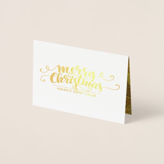 Carte Dorée Typographie fantaisie - or de Noël de luxe (Devant)