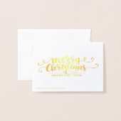 Carte Dorée Typographie fantaisie - or de Noël de luxe (Derrière avec enveloppe)