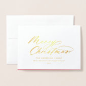 Carte Dorée Typographie moderne script élégant Noël Foil Ca (Devant avec enveloppe)