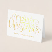 Carte Dorée Typographie tendance Joyeux Noël (Devant)