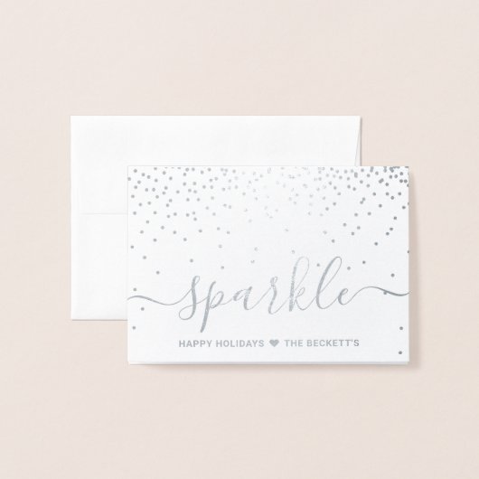 Carte Dorée Typographie tendance "Sparkle" Noël (Devant avec enveloppe)