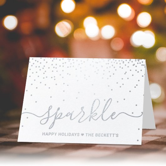 Carte Dorée Typographie tendance "Sparkle" Noël