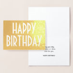 Carte Dorée Typographie Vintage chic Elégant Joyeux Anniversai<br><div class="desc">Disposez d'un joyeux anniversaire dans le style avec une carte en papier plastique simple et élégante, disponible dans votre choix d'or ou d'argent. Tout libellé sur ce modèle est simple à customiser ou à supprimer. Le design minimaliste moderne présente une typographie art déco vintage chic. Pour une touche de finition...</div>