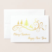 Carte Dorée Un cerf-volant rétro à Noël rouge (Devant avec enveloppe)