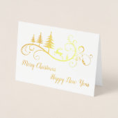 Carte Dorée Un cerf-volant rétro à Noël rouge (Devant)