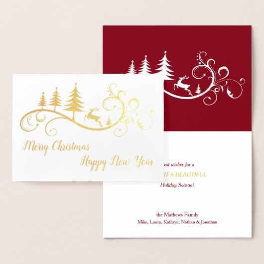 Carte Dorée Un cerf-volant rétro à Noël rouge (Affichage)