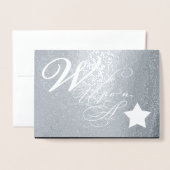 Carte Dorée Un Souhait De Noël Argent Sur Une Étoile (Devant avec enveloppe)