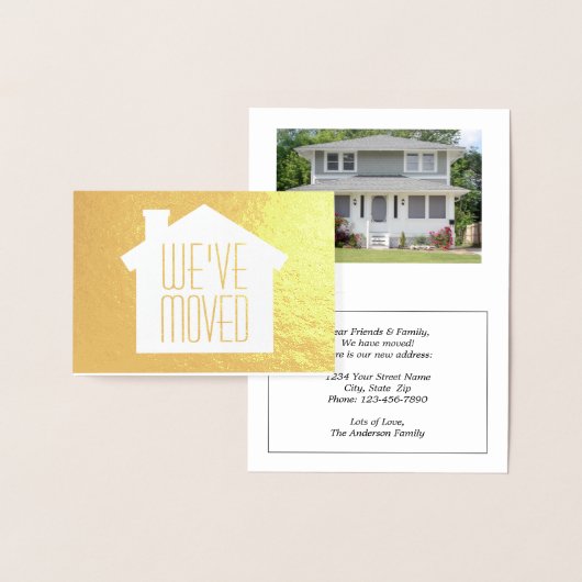 Carte Dorée Une photo Nous avons déménagé Élégant Moderne Démé (Affichage)
