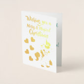 Carte Dorée Unicorn Thème Joyeux Noël (Devant)