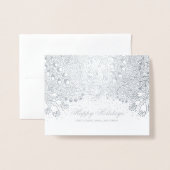 Carte Dorée Vacances d'hiver Argent et Gris Voeux de famille (Devant avec enveloppe)