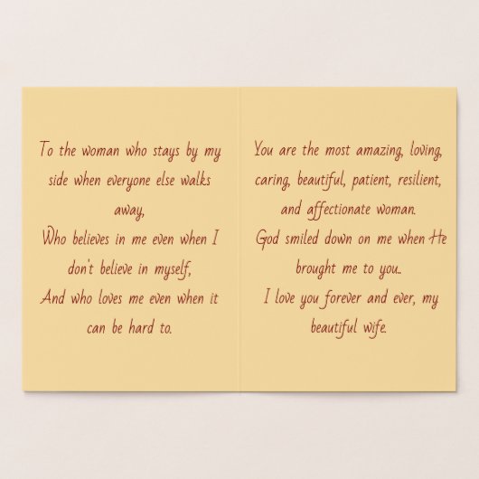 Carte Dorée Valentin de femme (Intérieur)