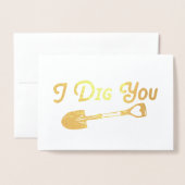 Carte Dorée Valentin Je Vous Creuse (Devant avec enveloppe)