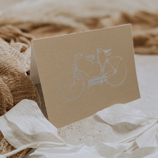 Carte Dorée Vélo Tandem Rustique Kraft | ARGENT