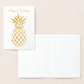 Carte Dorée Véritable ananas d'or HEUREUX ANNIVERSAIRE Typogra (Affichage)