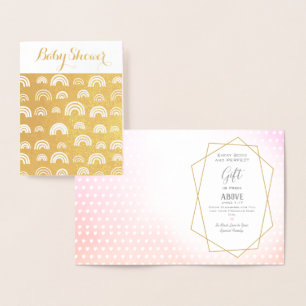 Carte Dorée Véritable Gold Foil Rainbow Baby Girl Douche Bless