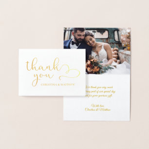 Carte Dorée VÉRITABLE Mariage de MERCI d'or avec photo