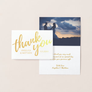 Carte Dorée VÉRITABLE Mariage de MERCI d'or avec photo