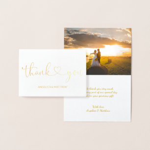 Carte Dorée VÉRITABLE Mariage de MERCI d'or avec photo