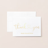 Carte Dorée VÉRITABLE Mariage de MERCI d'or | avec photo (Devant avec enveloppe)