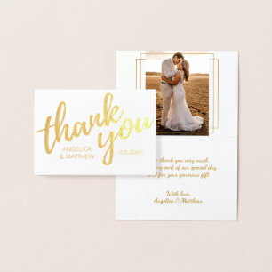 Carte Dorée VÉRITABLE Mariage de MERCI d'or avec photo