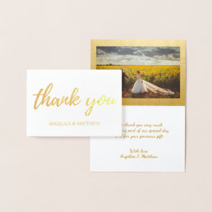Carte Dorée VÉRITABLE Mariage de MERCI d'or avec photo