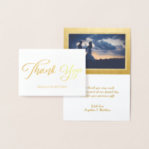 Carte Dorée VÉRITABLE Mariage de MERCI d'or avec photo