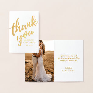 Carte Dorée VÉRITABLE Mariage de MERCI d'or avec photo