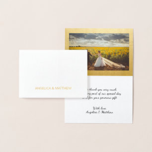 Carte Dorée VÉRITABLE Mariage de MERCI d'or avec photo