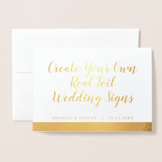 Carte Dorée VÉRITABLE Mariage Gold Foil Table Tente Card (Devant avec enveloppe)