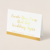 Carte Dorée VÉRITABLE Mariage Gold Foil Table Tente Card (Devant)
