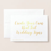 Carte Dorée VÉRITABLE Mariage Gold Foil Table Tente Card (Derrière avec enveloppe)