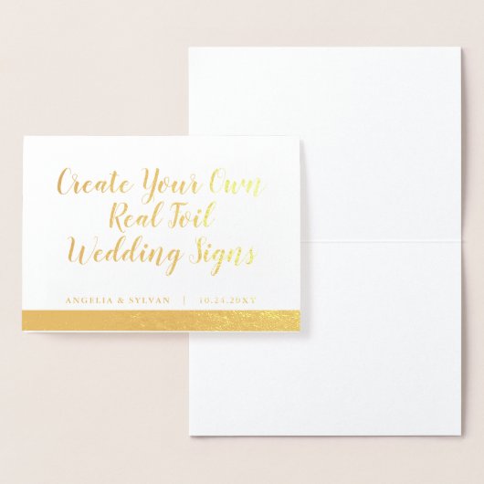 Carte Dorée VÉRITABLE Mariage Gold Foil Table Tente Card (Affichage)