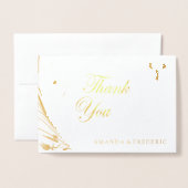 Carte Dorée VÉRITABLE Mariage MERCI or (Devant avec enveloppe)