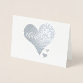 Carte Dorée Véritable Merci métallique Coeur de script (Devant)