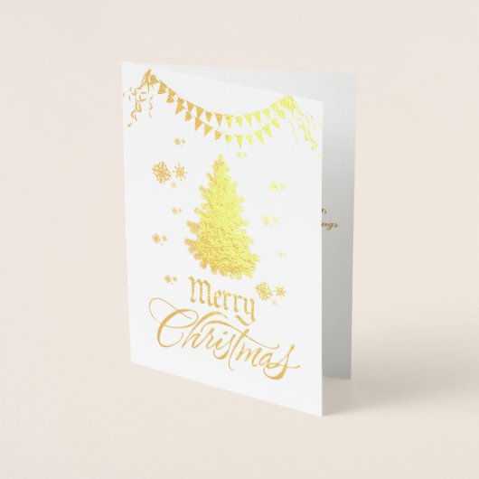 Carte Dorée Véritable or Joyeux voeux de Noël Photo personnali (Devant)